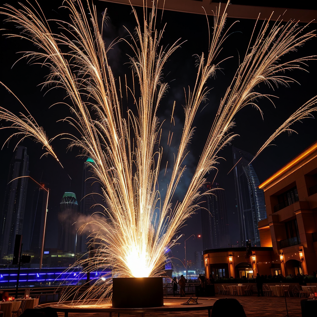 Cold spark machine producing a dazzling display at a event | Cpld Spark Machine Rental in Dubai, UAE | Upshot SFX