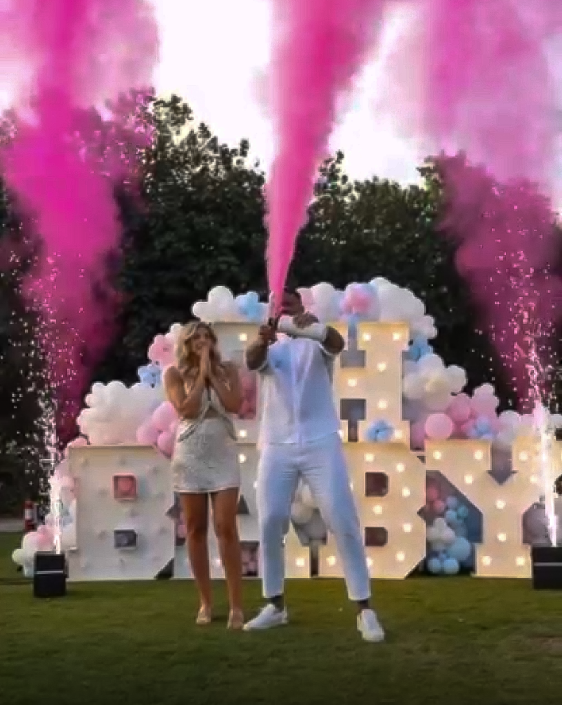 Pink powder sprayed in the air | Special Effects for Gender Reveal in Dubai, UAE | Upshot SFX