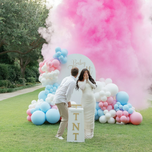 Pink powder special effect for gender reveal in Dubai