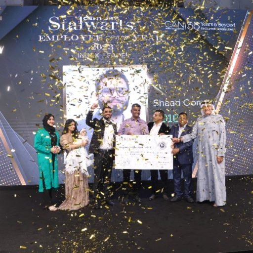 Winner receiving award with burst of confetti | Special effects services for events in Dubai, Uae by Upshot SFX